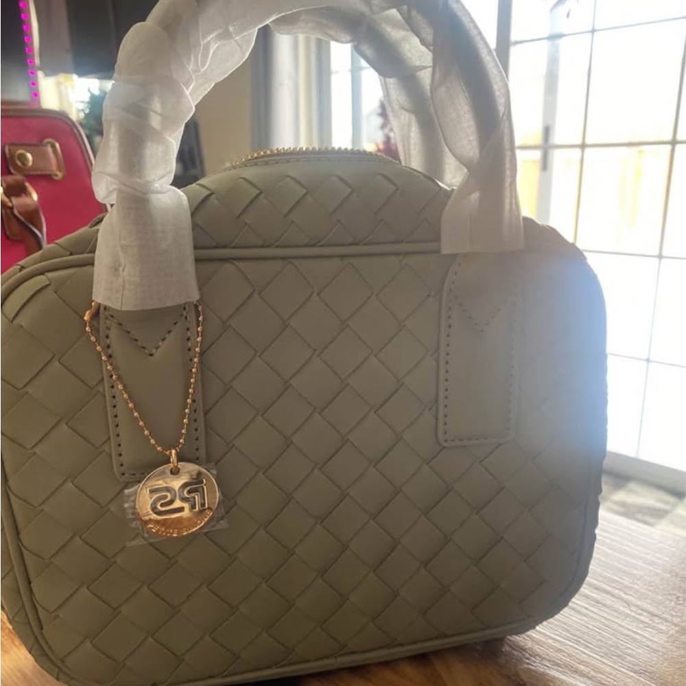Chic Olive Woven Satchel by